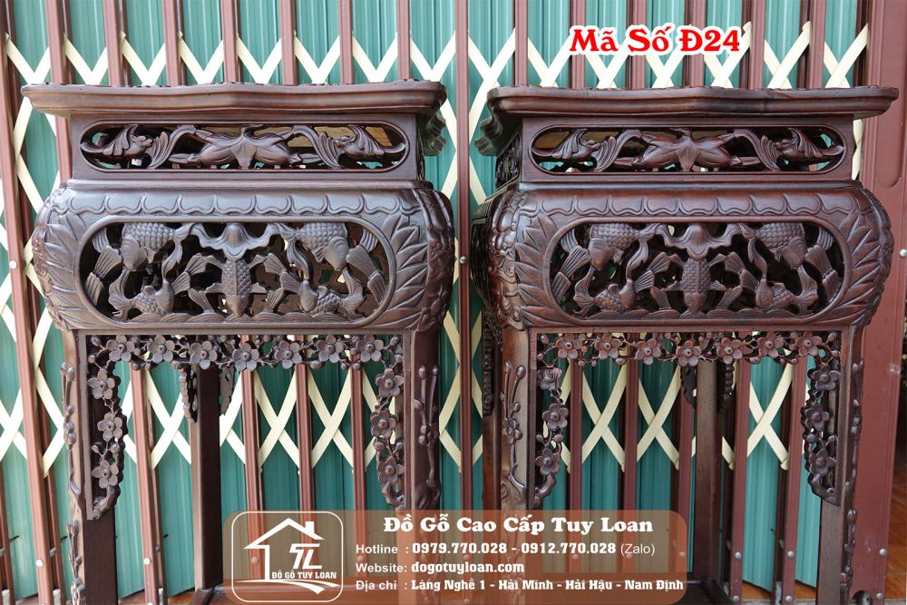 Đôn Cá Chép Gỗ Gụ Mã Số Đ24