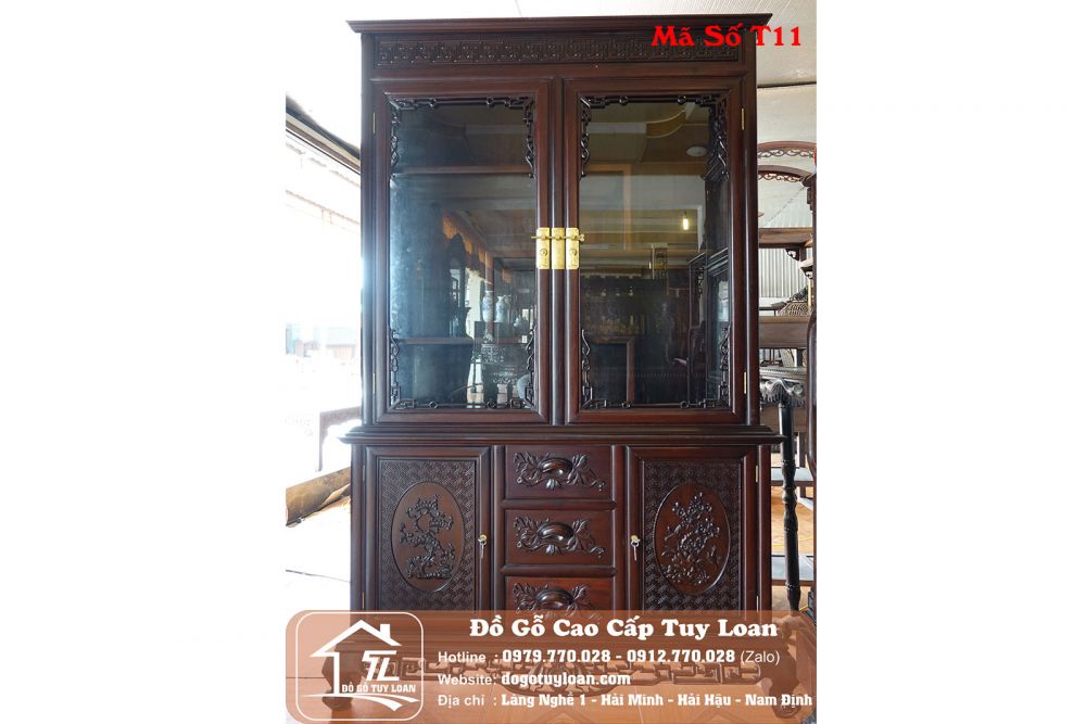 Tủ Bày Đồ Gỗ Gụ - Mã Số T11