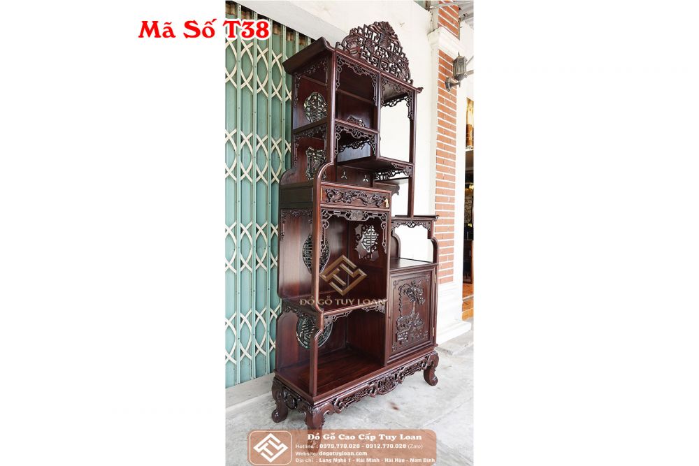 Tủ Triện Lệch Gỗ Gụ Mã Số T38