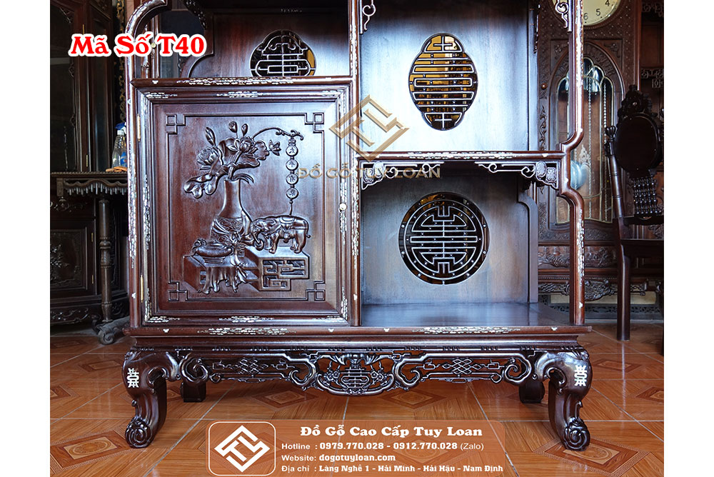 Tủ Bày Đồ Lệch Khảm Ốc Mã Số T40