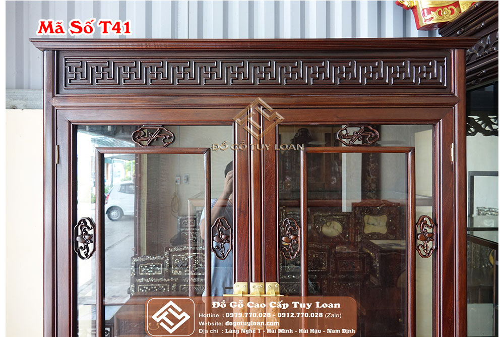 Tủ Bày Đỗ Gỗ Gụ Mã Số T41