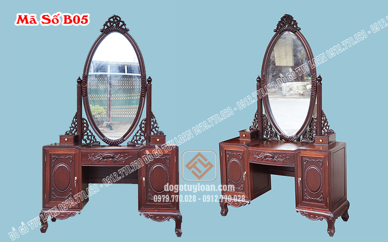 Bàn Trang Điểm Cao Cấp, Bàn Trang Điểm Gỗ Gụ B05