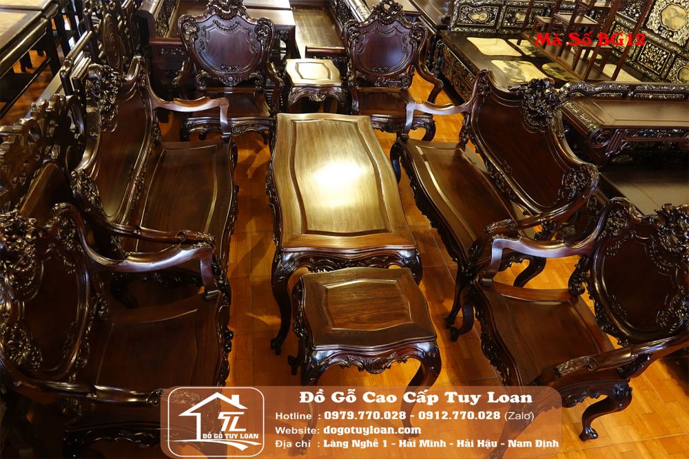 Bộ Louis 9 Món Gỗ Gụ hàng đẹp không tỳ vết | Đồ Gỗ Tuy Loan
