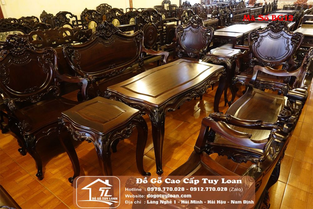 Bộ Louis 9 Món Gỗ Gụ hàng đẹp không tỳ vết | Đồ Gỗ Tuy Loan