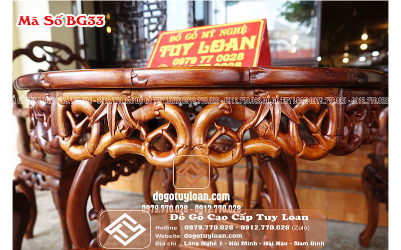 Bộ Bàn Ghế Trúc 7 Món Gụ Quảng Bình Mã Số BG33