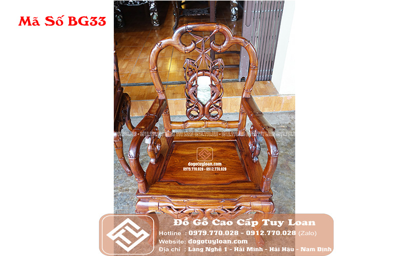 Bộ Bàn Ghế Trúc 7 Món Gụ Quảng Bình Mã Số BG33