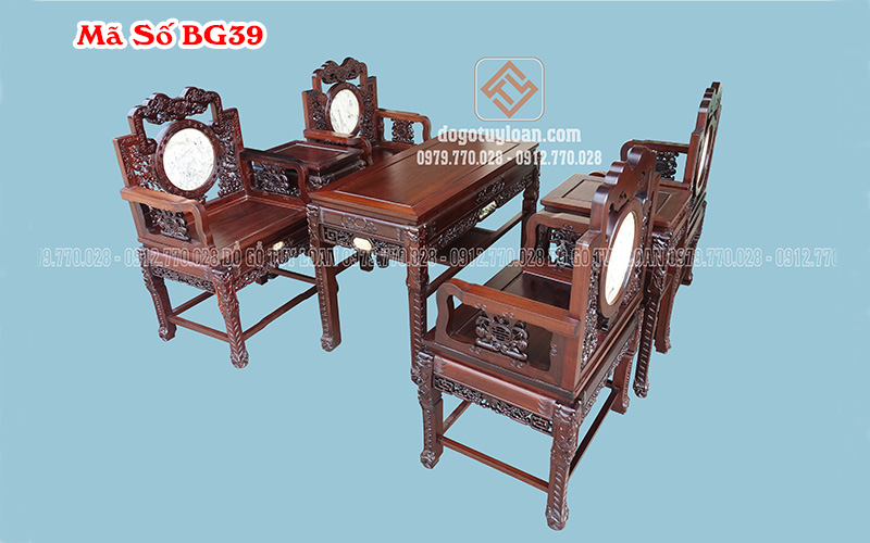 Bộ Vách Dắt Đá Gỗ Gụ Mã Số BG39