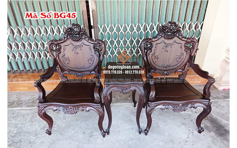 Bộ Ghế Kiểu Dáng Pháp - Louis 6 Món Mẫu 3 Gỗ Gụ BG45