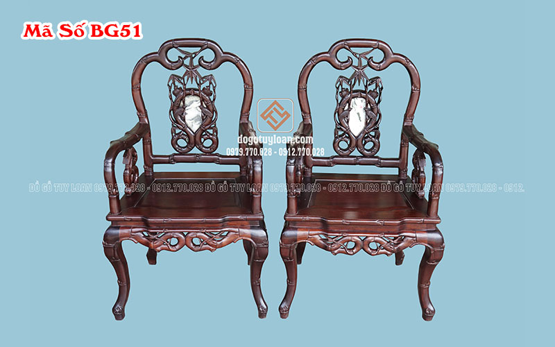 Bộ Bàn Ghế Trúc Gỗ Gụ Mã Số BG51