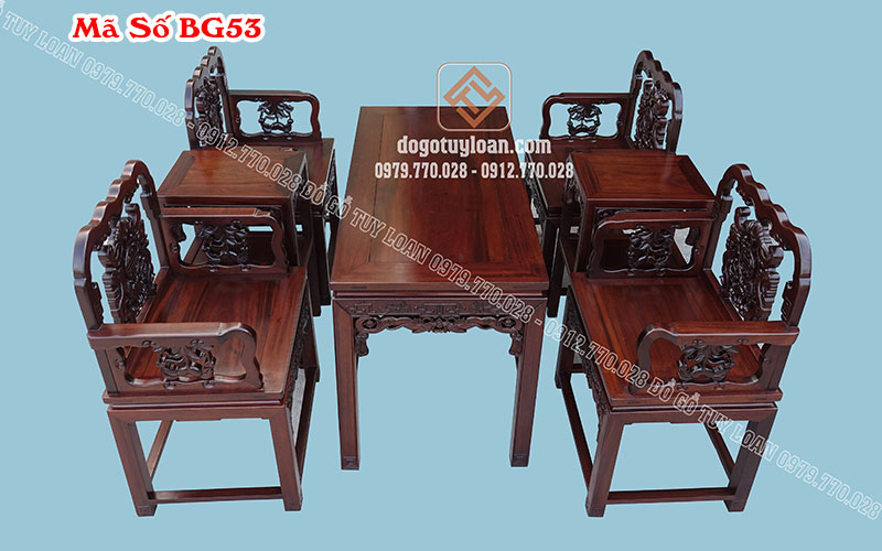 Hàng Đặt - Bộ Bàn Ghế Vách Đục Tay Siêu VIP BG 53