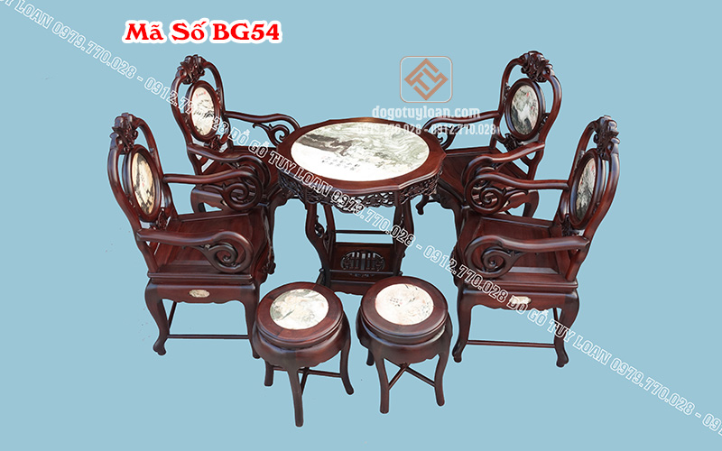 Bộ Bàn Ghế Guột Dơi Gỗ Gụ - BG 54