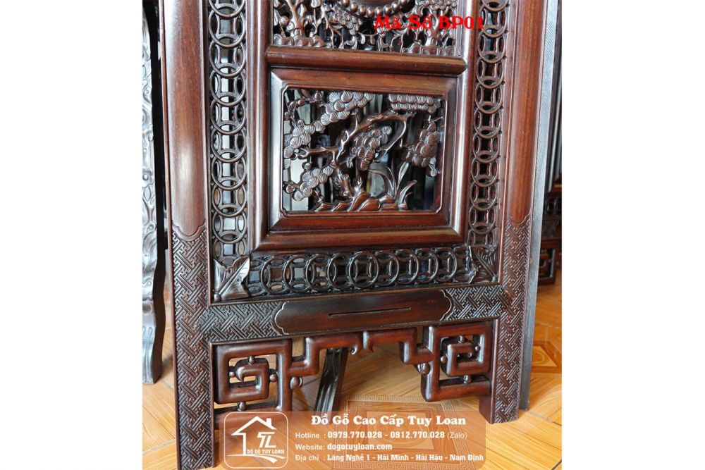 Bình Phong Gỗ Gụ - Mã Số BP01