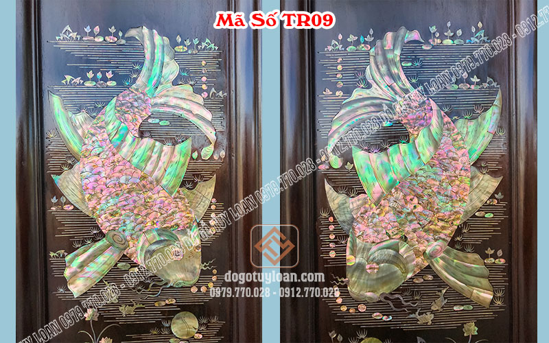 Tranh Cá Khảm Ốc - Lý Ngư Vọng Nguyệt TR09