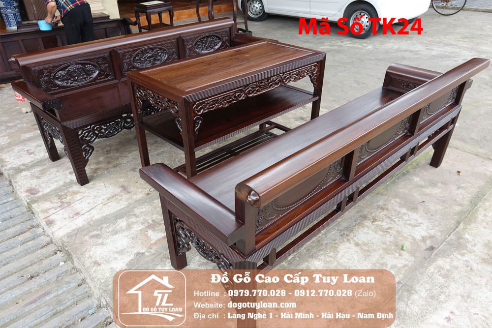 Trường Kỷ Vai Lật Gỗ Gụ Chạm Tứ Qúy Mã Số TK24