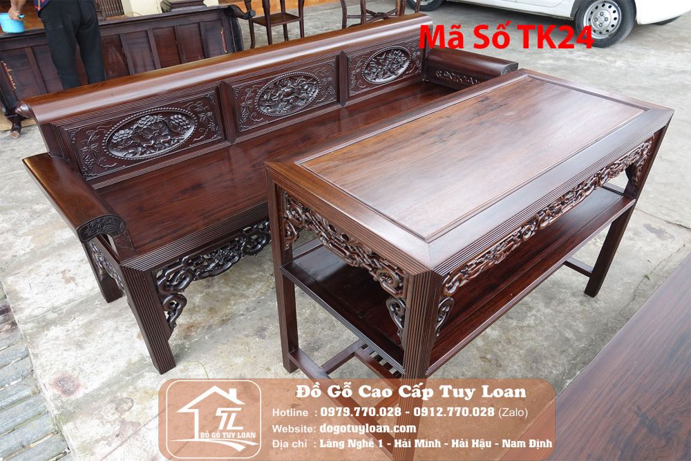 Trường Kỷ Vai Lật Gỗ Gụ Chạm Tứ Qúy Mã Số TK24