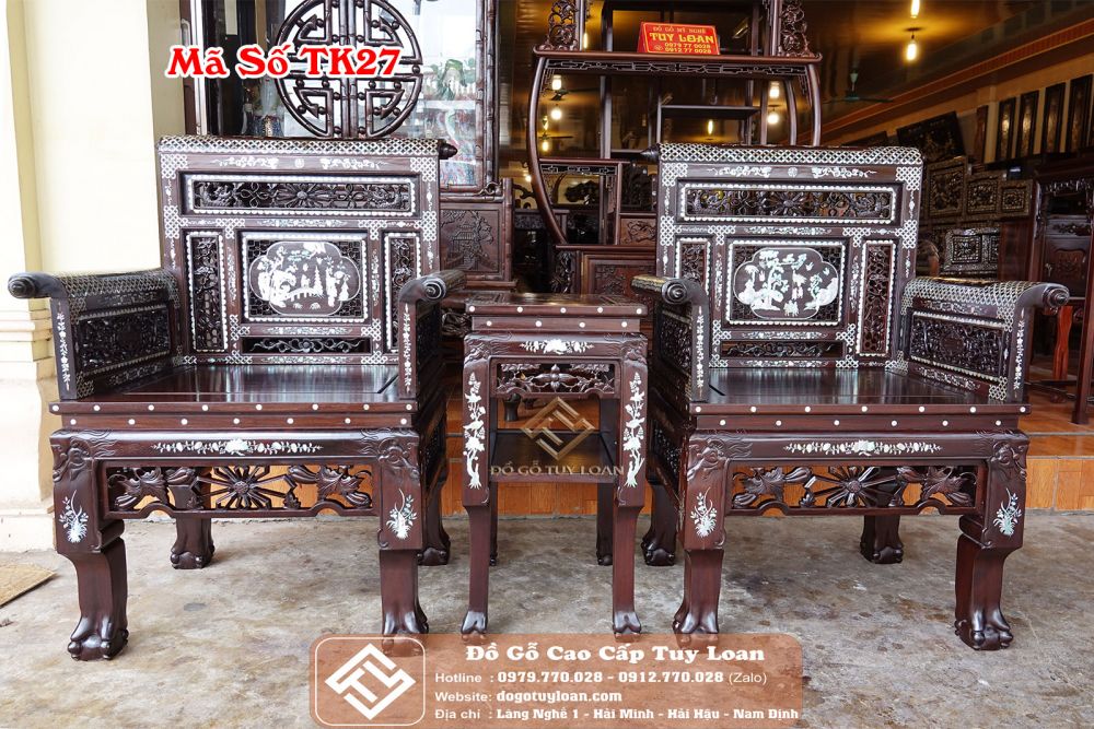 Bộ Trường Kỷ Huế Khảm Ốc Singapore Đẹp Mã Số TK27