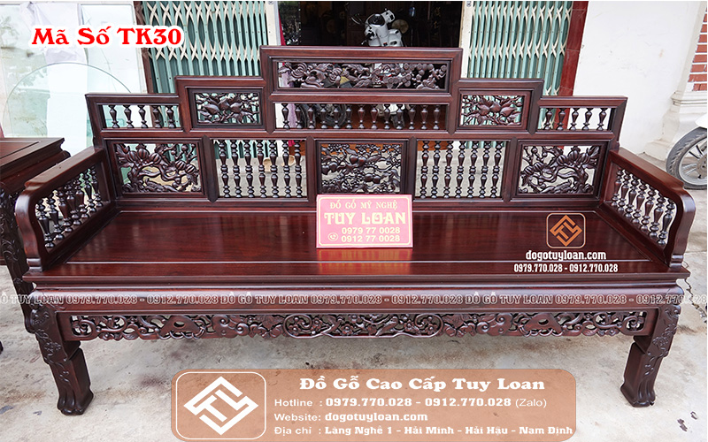 Bộ Trường Kỷ Song Tiện Ngũ Sơn Gỗ Gụ TK30