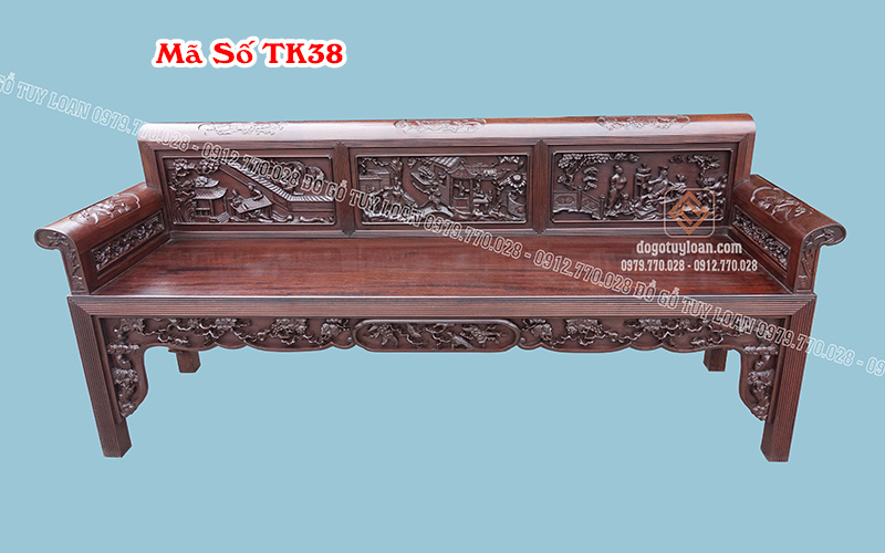Trường Kỷ Đục Tích Gỗ Gụ TK38